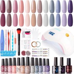 Gellen Gel Nail Polish Kit with U V LED Light 72W Nail Dryer, 12 Gel Nail Colors