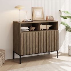 Storage Cabinet with Doors and Adjustable Shelves, Modern Farmhouse Sideboard Buffet Cabinet with Storage, Rustic Industrial Accent Console Table for 