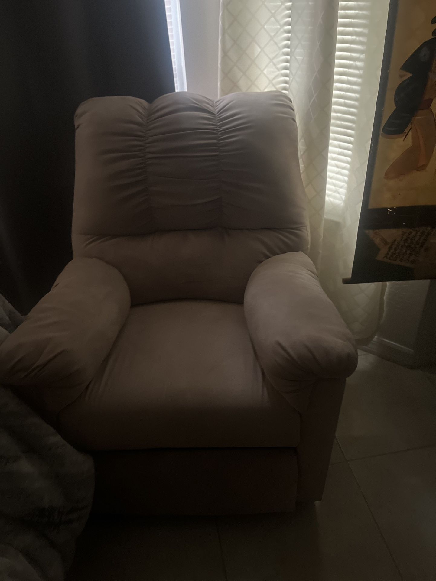 Beige Recliner Wooden Futon