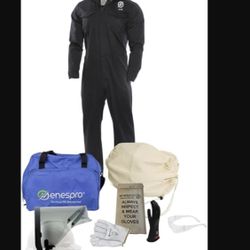 NEW Enespro Adult Unisex Workwear Electrical PPE New, Open Box KIT INCLUDES: 8 Cal FR Coverall, Size 9 Gloves, 10" Leather Glove Protectors, Glove Bag