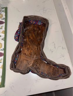Wicker Boot-Shaped Decorative Basket