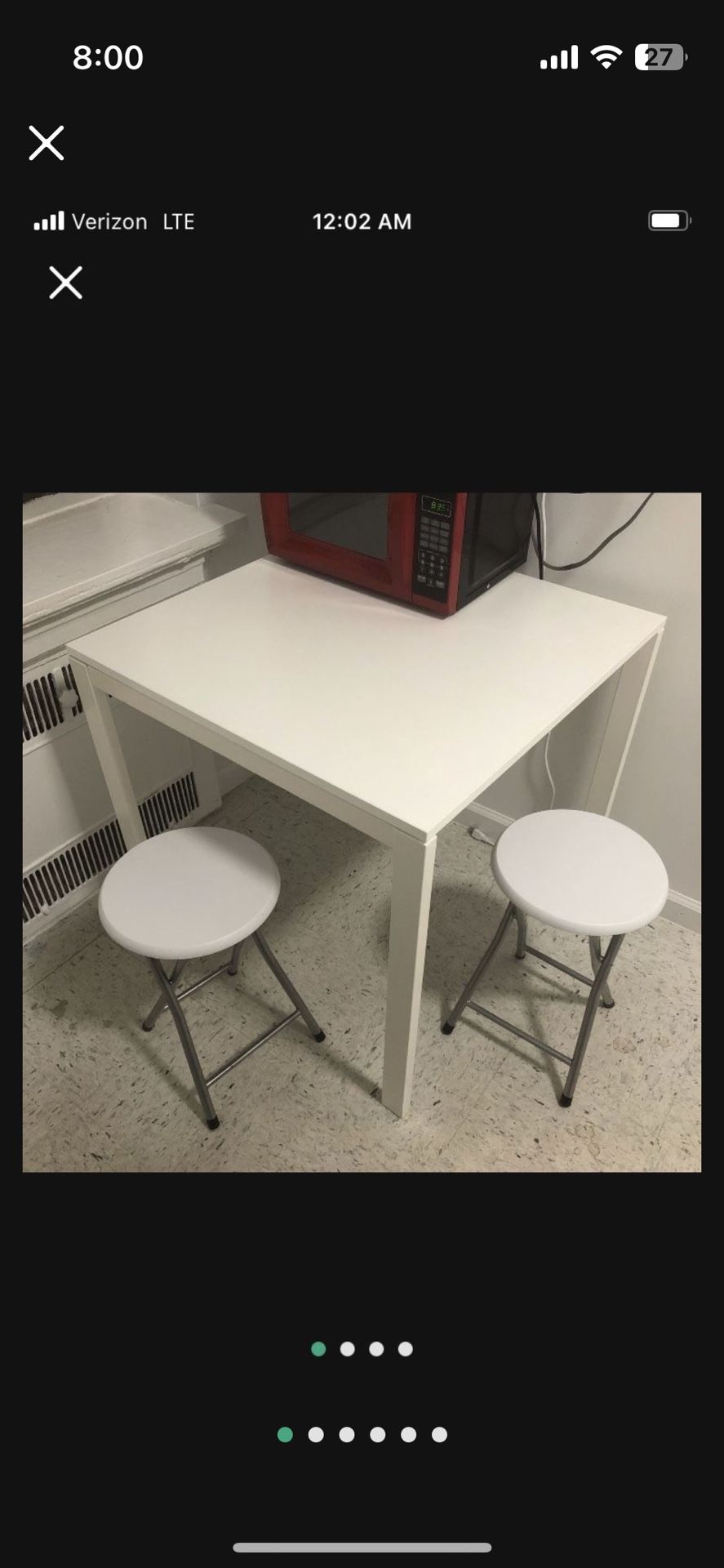 IKEA  White Kitchen Side Table (FREE Stools)