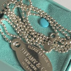 Tiffany & Co. Return to Oval Tag Ball Chain Pendant Necklace 