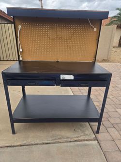 work table , metal and wood