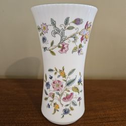 Vintage Minton Haddon Hall 6.25" Fluted White Floral Bone China Vase,  England 