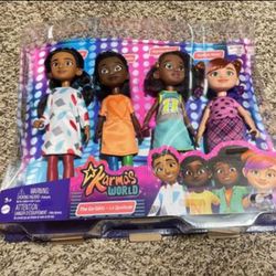 Karma’s World The Go Girls 4-pack Dolls With Outfits & Microphone