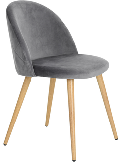 Homy Casa ZOMBA Velvet Dining Chairs, Grey with Oak Legs, Set of 2