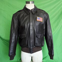 Gibson Barnes Vintage Leather Air Force U.S Army Jacket Brown A-2 Size46 R