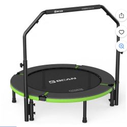 BCAN 40"/48" Foldable Mini Trampoline, Rebounder Trampoline for Adults, U/T Adjustable Foam Handle, Exercise Rebounder for Adults Indoor/Garden Workou