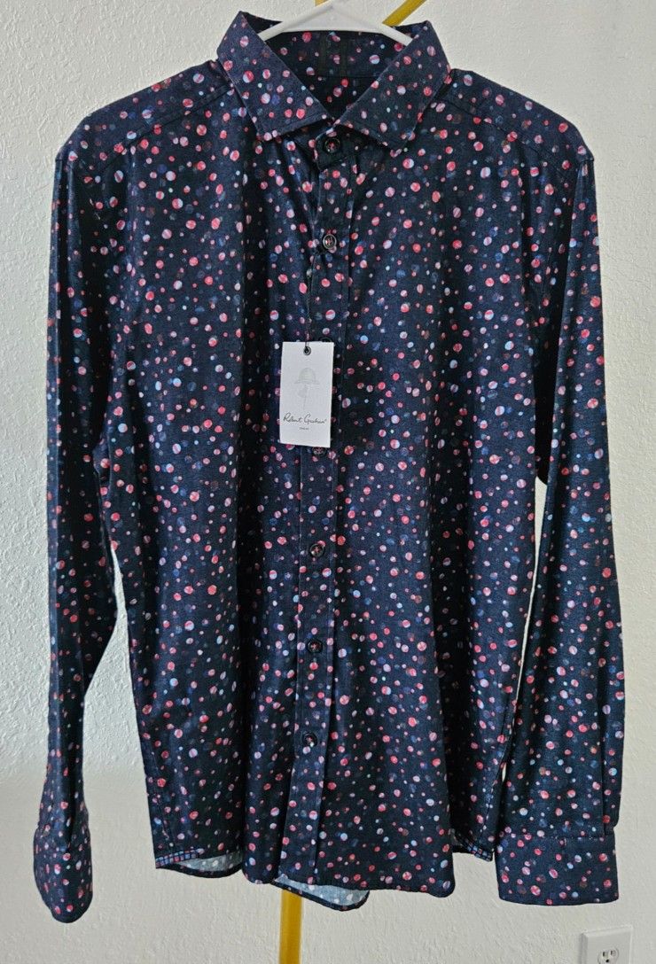 Robert Graham Men Lucena Shirt, Blue Size L ( Brand New)