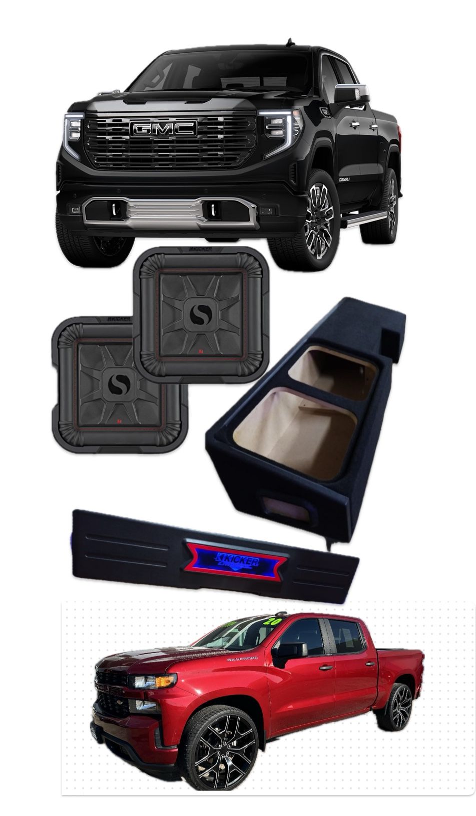 Silverado Or Sierra 2019-2024 FULL BASS PACKAGE KICKER WITH CUSTOM PORTED BOX INSTALLED