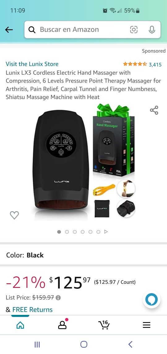 Lunix LX3 Cordless Electric Hand Massager with Compression, 6 Levels Pressure Point Therapy Massager for Arthritis, Pain Relief, Carpal Tunnel and Fin