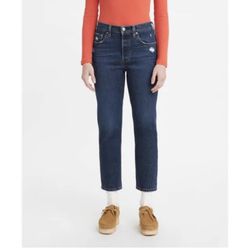Levis 501 Original Cropped High Rise blue  Straight Leg 28x26 Women’s Jeans NWT