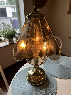 23” TALL BRASS & GLASS TOUCH TABLE LAMP