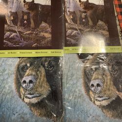 Two Large Black Bears In Forest Garden Flags, 28 By40 Inch, Fits Most Wood: Metal Flag Poles.