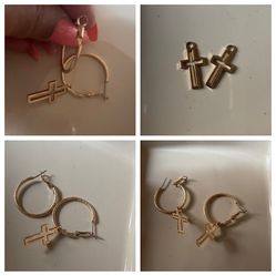 Earrings With Detachable Cross Charm