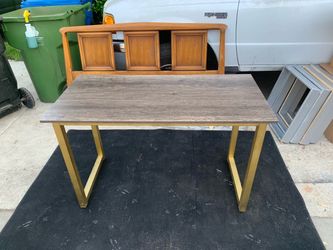 Desk! Gold Metal Frame w/ Dark Walnut Finish $125 OBO!