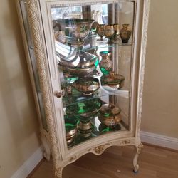 Italian Curio Cabinet With Marble Top