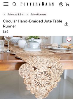 (3) Jute Table Runners - Pottery Barn