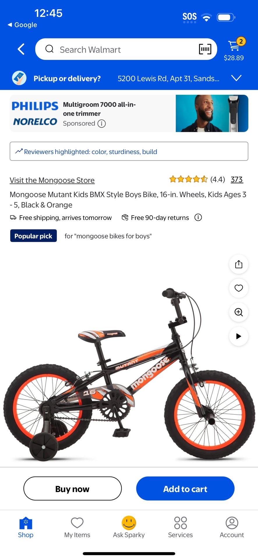 Mongoose Mutant Kids BMX Style Boys Bike, 16-in. Wheels, Kids Ages 3 - 5, Black & Orange