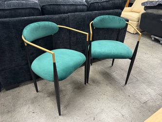 BRAND NEW Set of 2 Green Velvet Accent Chair, Dining Chair