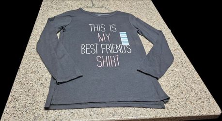 NWT Old Navy Girls L (10-12) Charcoal Grey "This Is My Best Friend's Shirt" Top