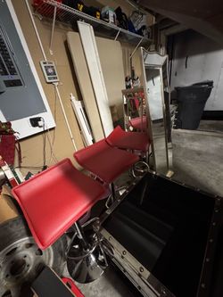 3 Red Adjustable Barstools – $100 for All 3