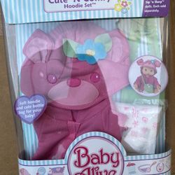 NEW Baby Alive Doll Cute 'N Comfy Hoodie Set Hoodie Shoulder Bag Diaper 