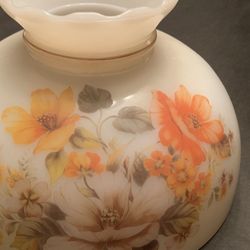 Milk Glass Lamp Shade With Flowers