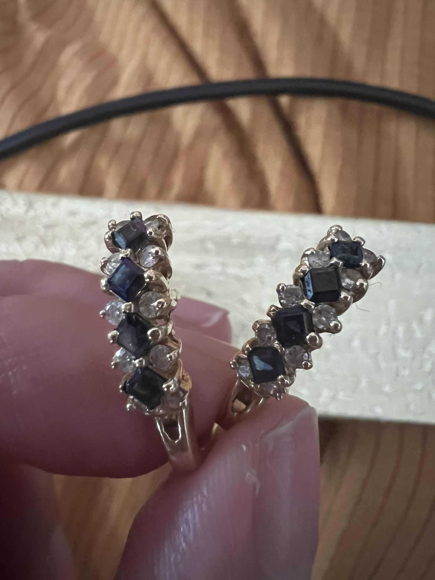 14K Gold EARINGS Diamonds And sapphires Vintage 