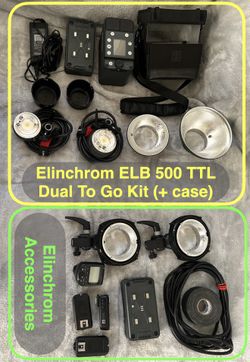 Elinchrom ELB500 TTL Off Camera Flash Dual Togo Kit, plus transmitter, receivers, & more