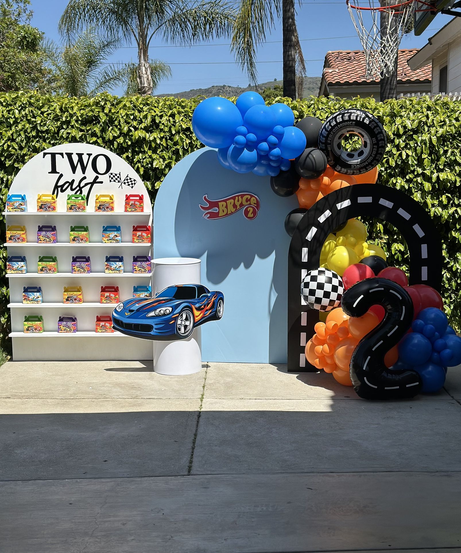 Hot Wheels Backdrop And Balloon Garland