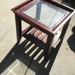 Wood Glass End Table