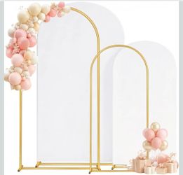 Toolterritary Metal Arch Backdrop Stand and Cover Set of 2, Sturdy 7.2FT, 6FT Party Backdrop Set, Wedding Arch Frame and Cover Set for Birthday, Baby