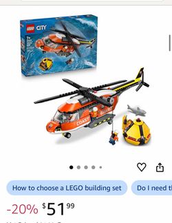 LEGO City Coast Guard Helicopter 60503 Building Toys for Boys & Girls, Ages 7+, Toy Helicopter for Pretend Play, 4 Minifigures, 551 Pieces, Gift for K