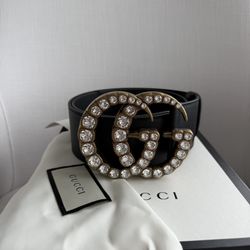 Gucci Extra Wide Calfskin Crystal Double G Waist Belt Brand New Never Worn