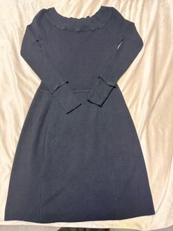 White House Black Market black Long-Sleeve Knit Fit-and-Flare Dress sz XS