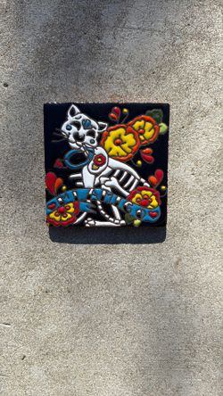 skeleton cat tile