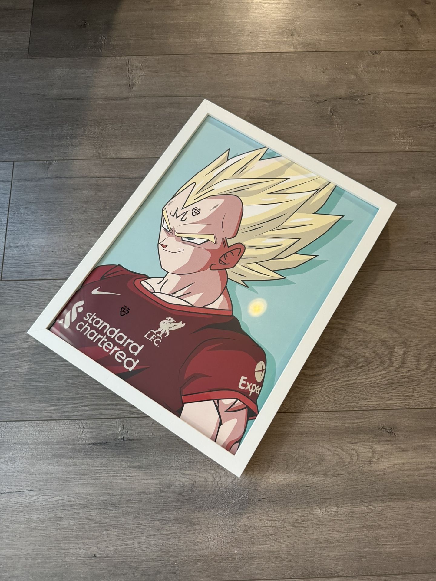 Dragon Ball Z Main Vegeta x Liverpool FC Jersey Custom Print With Frame