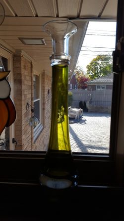 New green glass bud vase