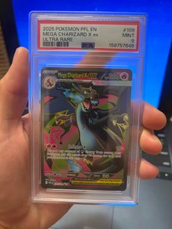 PSA 9 2025 Pokémon Mega Evolution: Phantasmal Flames Mega Charizard X ex Full Art Ultra Rare (#109/094).