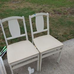 2 Solid Wood Folding Chairs 