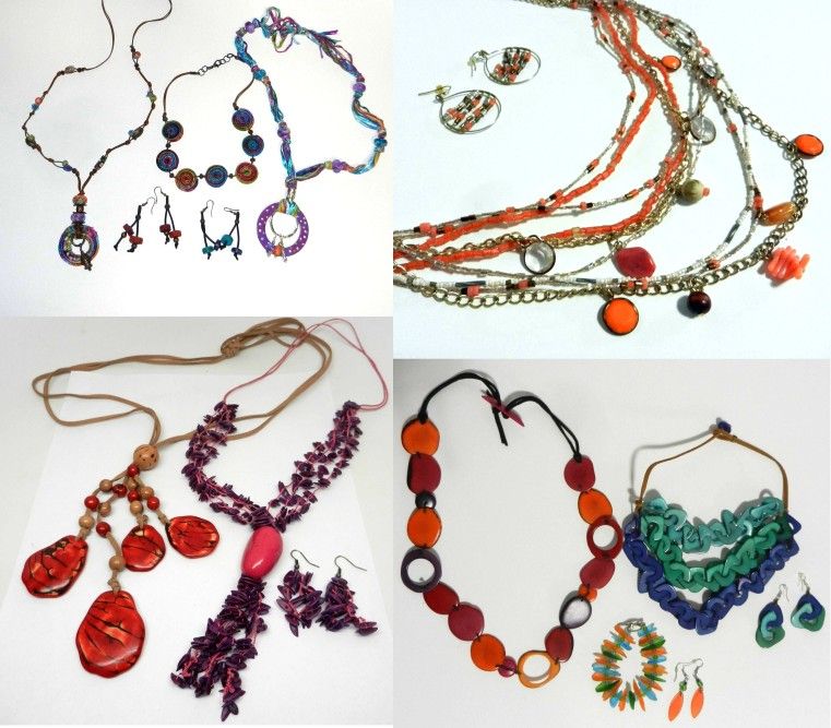 8 necklace 6 earring pair 1 bracelet hand made handmade crafted artisan lot