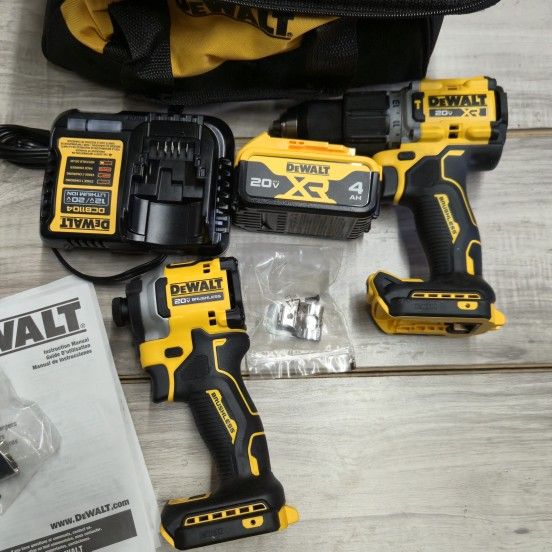 DEWALT 20V MAX XR Hammer Drill and ATOMIC Impact Driver with 1 4ah Battery and charger 