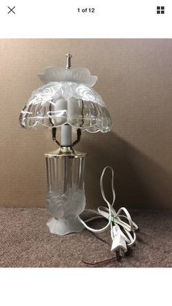 Vintage crystal glass flower lamp night light 15”