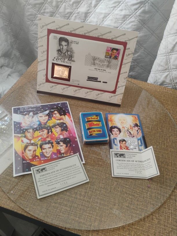 Elvis Presley Certified Stamp Collections And Elvis Playing Cards