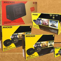 Kicker Shallow 12" L7T12 Subwoofer Box 5 Ch Amplifier Bass Knob 6x9 Coaxial Speaker Package 🚨 Payment Options Available 🚨 No Credit Needed 🚨 