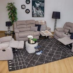 3 PIECES RECLINERS SET (SOFA LOVESEAT & CHAIR W/CUP HOLDERS $1399