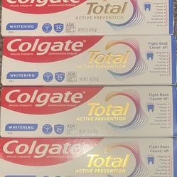 Set of (4) Colgate Total Active Prevention Whitening Toothpaste, 3.3 oz., Expires 02/2027    Help stop oral health problems (1) before they start with