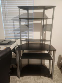 Corner Computer Desk with Hutch Shelves